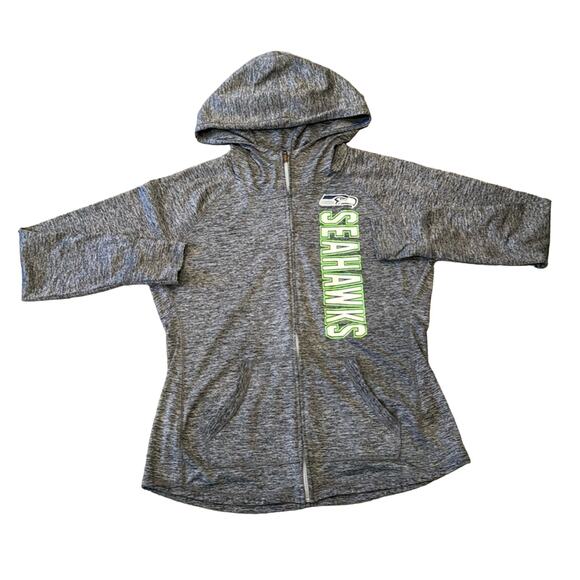 NFL Teams Seahawks Full Zip Women's Grey Hoodie Lightweight Jacket Size L - Picture 1 of 7
